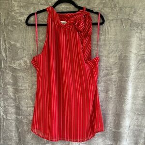 Banana Republic Red Tie Neck Sleeveless Blouse